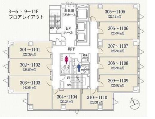 クロスオフィス内幸町 605 間取り図