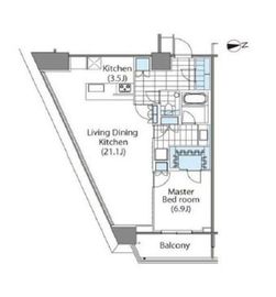 コンフォリア新宿イーストサイドタワー 2313 間取り図