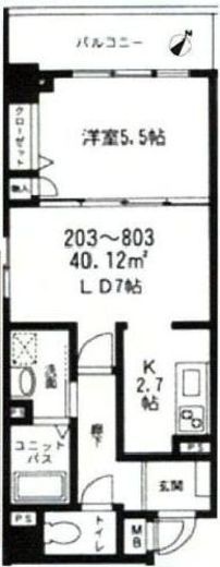 コアーズ勝どき 8階 間取り図