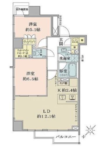 ザ・パークワンズ目黒不動前 5階 間取り図
