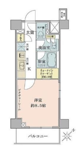 ザ・パークワンズ目黒不動前 6階 間取り図