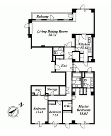 元麻布テラスアパートメント 402 間取り図