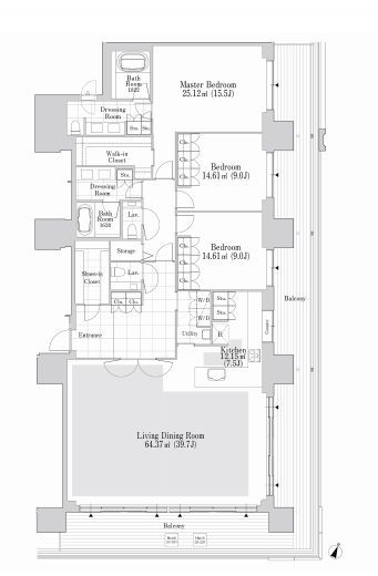六本木グランドタワーレジデンス 2202 間取り図