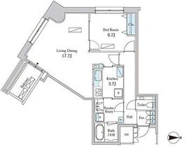 モメント汐留 1701 間取り図