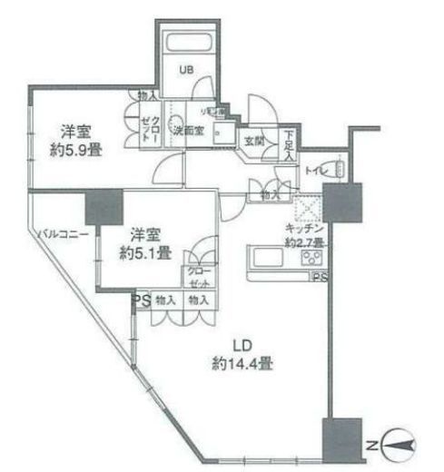 カスタリアタワー品川シーサイド 310 間取り図