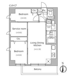 ドゥーエ南千住 307 間取り図