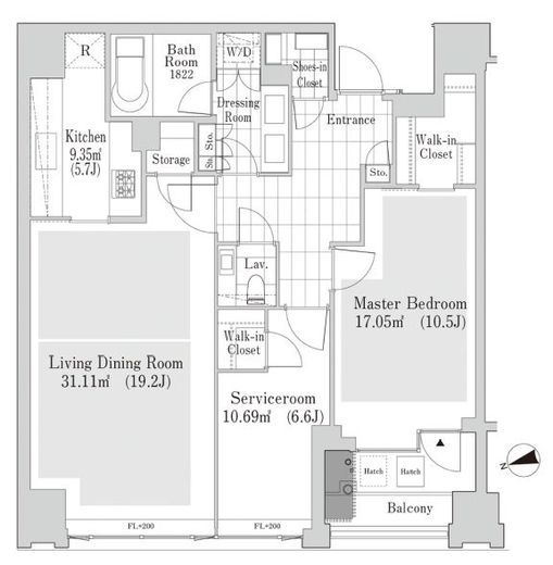 ラ・トゥール南麻布 C101 間取り図