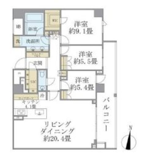 ブリリア高輪レフィール 2階 間取り図