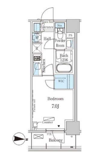 パークアクシス押上サウス 703 間取り図