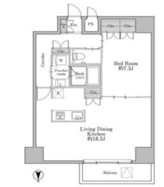 ユニテラス三軒茶屋 206 間取り図