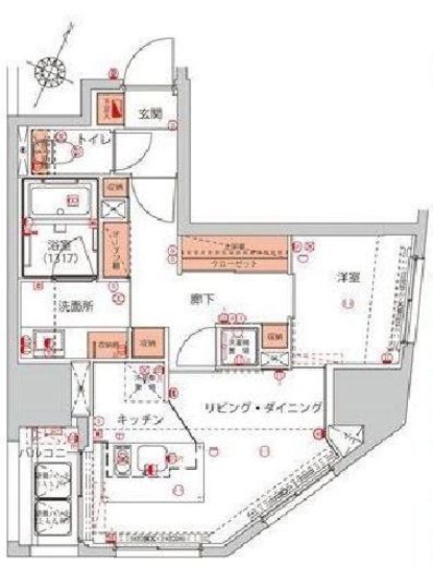 ハーモニーレジデンス千代田岩本町 8F1 間取り図