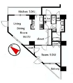 リシェ広尾 8階 間取り図