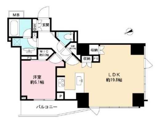 パークリュクス虎ノ門 1402 間取り図