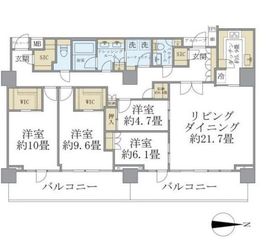 プラウド恵比寿ヒルサイドガーデン 4階 間取り図