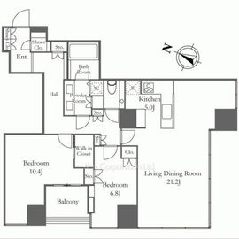 大崎ウエストシティタワーズ ウエスト 21階 間取り図