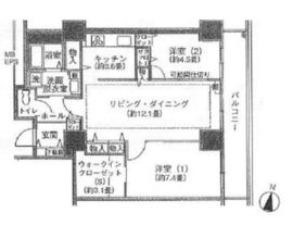 シティコート目黒 4-512 間取り図