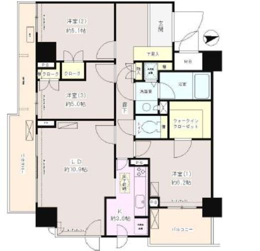 パークハイム中野坂上 2階 間取り図