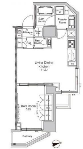 プラウドフラット門前仲町5 208 間取り図