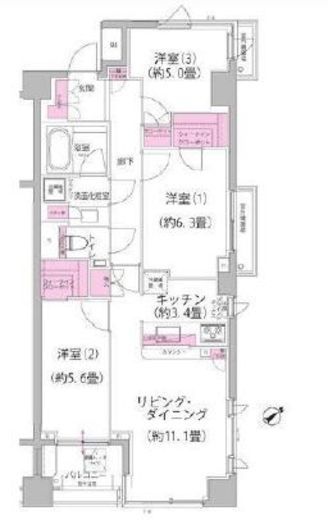 パークハウス目黒東山 3階 間取り図