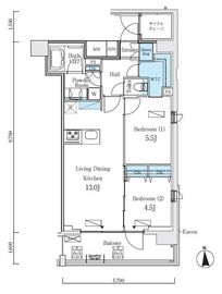 ライオンズフォーシア上野・稲荷町 1302 間取り図