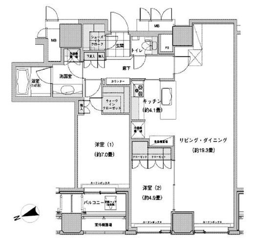 ウエストパークタワー池袋 2502 間取り図