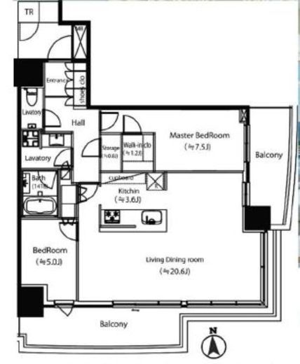 パークタワー晴海 14階 間取り図