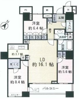 ザ・東京タワーズ シータワー 44階 間取り図