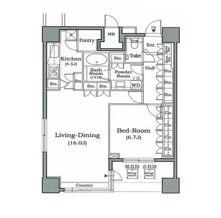 ホライズンプレイス赤坂 1604 間取り図