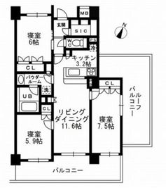 シャンピアグランデ深沢 607 間取り図