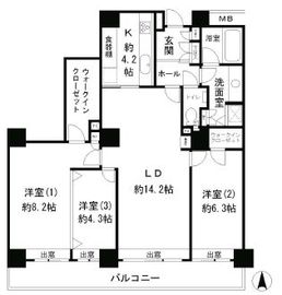 リバーポイントタワー 3206 間取り図