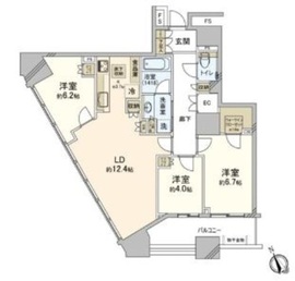 勝どきザ・タワー 13階 間取り図