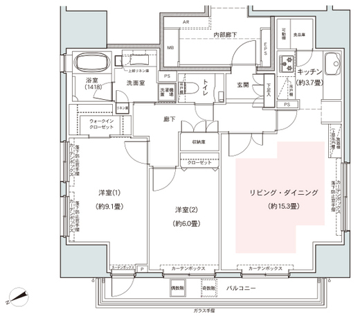 朝日マンション五反田 1801 間取り図