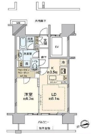 プライムパークス品川シーサイド ザ・レジデンス 7階 間取り図