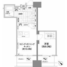 パークハビオ武蔵小山 1402 間取り図