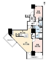 プライムパークス品川シーサイド ザ・タワー 4階 間取り図