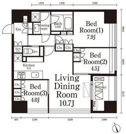 パークキューブ春日安藤坂 1503 間取り図