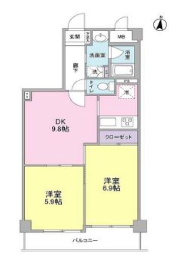 ボヌール都立大学弐番館 205 間取り図