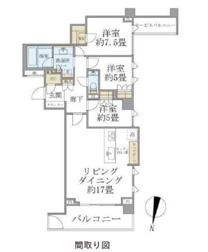 ブリリア高輪レフィール 5階 間取り図