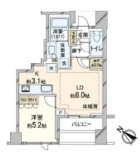プラウド赤坂 8階 間取り図