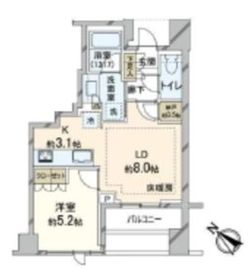 プラウド赤坂 8階 間取り図