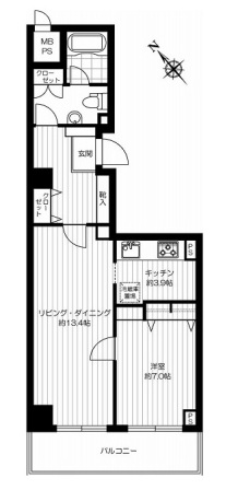 グラマシー恵比寿 202 間取り図