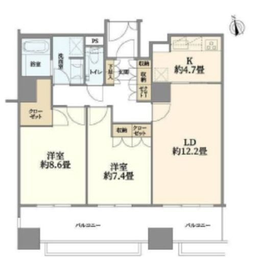 六本木ヒルズレジデンス A棟 2階 間取り図