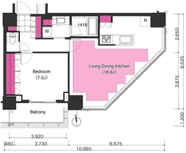 ブリリアイストタワー勝どき 3107 間取り図