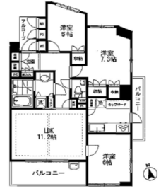 パークホームズ市ヶ谷薬王寺 10階 間取り図