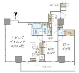 ブリリアタワー上野池之端 19階 間取り図