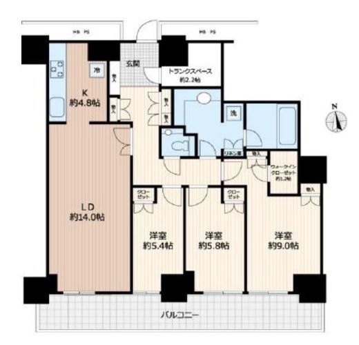 Wコンフォートタワーズ EAST 4階 間取り図