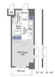 プライムメゾン八丁堀 206 間取り図