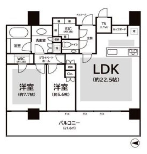 ザ・コート神宮外苑 15階 間取り図