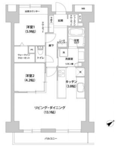 アウルコート南池袋 802 間取り図