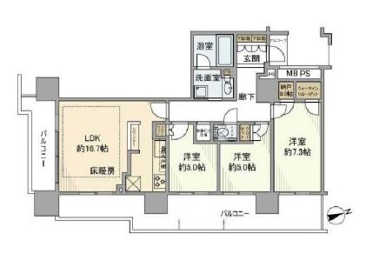 プラウドタワー東雲キャナルコート 13階 間取り図